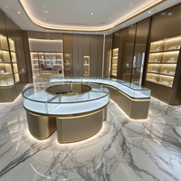 Hochwertige anpassbare Glass chmuck Vitrine Vitrine Elegante Schmuck Shop Counter Design LED-Licht für Mall Verwendung