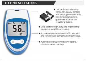 Glucomètre Insmart One Touch Select avec grand écran, bandelettes de <span class=keywords><strong>test</strong></span> et source d'alimentation électrique - Product Image 3