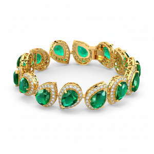 สร้อยข้อมือเพชรและกำไลข้อมือสีทองและสีเหลืองไพลินที่เงียบสงบ - Product Image 1