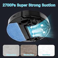 Robot Vacuum dan Mop, Robot Vacuum Cleaner G8000, Daya Hisap Kuat 2700Pa, Pengisian Otomatis, Cocok untuk Lantai Keras, Hitam