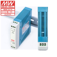 Alimentation électrique sur rail DIN 10W Mean Well MDR-10-15, sortie CC simple 15V 0,67A, 85-264VAC, automatisation à haute efficacité