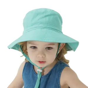 Hete Verkoop Mode Baby Verstelbare Brede Rand Visser Zonnehoeden Zonnehoeden Kinderen Jongen Meisje Emmer Hoeden