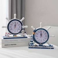 Timonier nautique méditerranéen pendentif en bois horloge de bureau chambre à coucher objets de salon décoratifs horloge en bois faite à la main intérieur