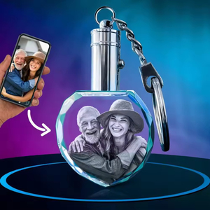 Honor of Crystal Heart-shaped Transparent Laser Engraved 3D Laser Photo Keychain for Promotional Gifts