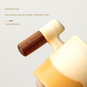 Set Regalo di Tazze in Ceramica con Manici in Legno, Stile Cinese Moderno, per Ospitalità e Migliori Amici - Product Image 4