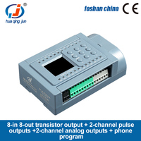 Huaqingjun 8DI 8DO Salida de transistor PLC 2AI 2AO 0-20mA Salidas de pulso WIFI Aplicación de teléfono PLC para servomotores
