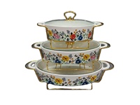 Pot en céramique nordique à double anse, ustensile de cuisson et de service, compatible chauffage direct, pour hôtels, pot à soupe créatif avec support