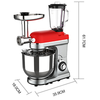 Cuisine 6.5 litres grande capacité 3 en 1 mélangeur de nourriture 1300w mélangeur de pâte sur socle électrique avec bol en acier inoxydable