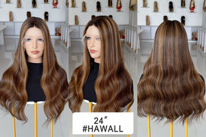 Peluca de Cabello Natural Europeo con Nudos Pequeños para Mujer, Pelucas con Reflejos para Mujeres Blancas de 18-24 Pulgadas # Hawái - Product Image 3