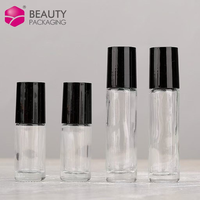 Flacon roll-on en verre noir de 10 ml, flacon cosmétique en verre avec bille en verre pour huiles essentielles, parfums, emballage cosmétique