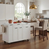 Îlot de cuisine moderne et étanche avec tiroir de rangement, en granit artificiel, facile à assembler, multifonctionnel