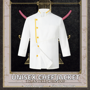 Chaqueta de Trabajo Unisex de Manga Larga, Tejida en Poliéster, con Serigrafía, para Chefs de Restaurantes y Bares - Product Image 2