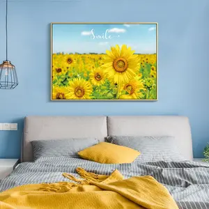 living room wall decors canvas print with frame sunflowers pictures poster ready to hang still life painting