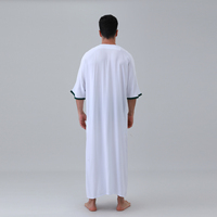 Thobe marocain de luxe brodé pour homme, manches courtes, vêtement islamique, robe saoudienne, Jubba Kaftan pour homme musulman, vente en gros