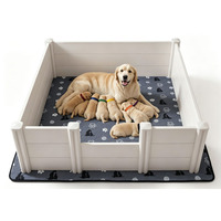 Boîte de mise bas pour chien en PVC blanc avec barrières modulaires, lit de mise bas en PVC pour chiens, enclos pour animaux de compagnie