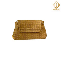 Sac à bandoulière pour femme Fashion Lady, texture tressée, avec fermeture à rabat à bouton-pression et corps souple