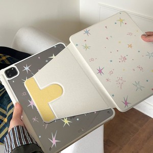 Funda para <span class=keywords><strong>iPad</strong></span> con diseño de estrella de estilo coreano, con ranura para lápiz, soporte giratorio anticaídas para <span class=keywords><strong>iPad</strong></span> Pro/Air/Mini - Product Image 1