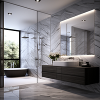 Meuble de salle de bain flottant à montage mural étanche pour hôtel de luxe Meuble de salle de bain design moderne avec lumière et lavabo