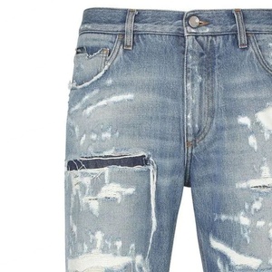 Pantalones de mezclilla vintage de alta calidad, duraderos, con corte semi-acampanado y efecto salpicado de pintura para hombre - Product Image 6