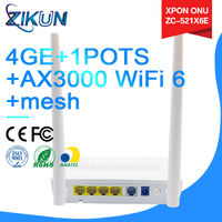 ZIKUN Yeni Orijinal ZC-521X6R (XPON ONU) 4GE+1VOIP+2USB+AX3000 WiFi 6+Mesh OMCI TR069 FTTH Ağ 12V/AC 100-240V Güç Kaynağı