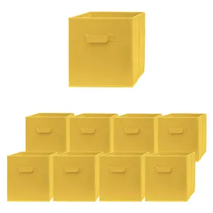 Cubo de armazenamento dobrável amarelo do brinquedo, não tecido, organizador de roupas de tecido