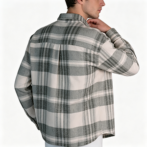 Chemise en molleton à <span class=keywords><strong>carreaux</strong></span> gris et blanc pour <span class=keywords><strong>homme</strong></span>, très demandée, design classique, pour le quotidien, les voyages, les loisirs et les activités de plein air, motif personnalisé accepté - Product Image 2