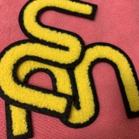 Logo de marque livraison rapide fer sur patch de broderie Chenille, emblème de logo de broderie de serviette moelleuse découpé au laser pour sweats à capuche