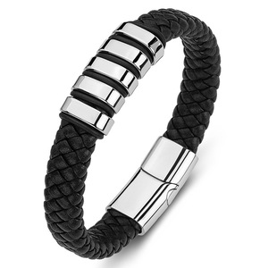 Brazalete de Alta Calidad <span class=keywords><strong>KiKi</strong></span> ODJ999, Cuerda Trenzada, Cuero Genuino, Acero Inoxidable, Clásico para Hombre, Ecológico, Resistente a la Decoloración - Product Image 1