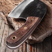 Couteau de boucher serbe forgé à la main, hachoir à viande avec manche ergonomique en bois pour la cuisine
