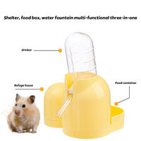Bac d'alimentation pour hamster 3-en-1 anti-renversement, mangeoire automatique pour hamster doré, support de bouteille d'eau, maison de fuite en forme de château