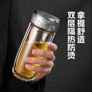Double-Walled Glass Tea Infuser Cup With Filter Heat-Insulating For Office Use - Product Image 4