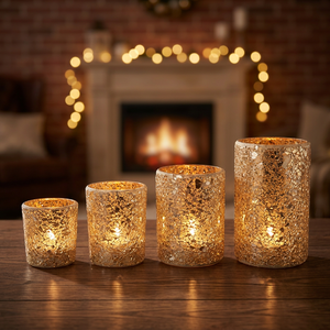 Support de bougie de Noël en verre fait main Sonnet Decor, scène forestière, impression numérique 1 couleur, décoration d'intérieur, modèle 2063 Uttar - Product Image 1