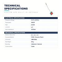 Antenne GPS en céramique 1575,42 MHz 34*34mm, intégrée, connecteur SMA mâle, gain élevé 26dBi pour navigation automobile Beidou