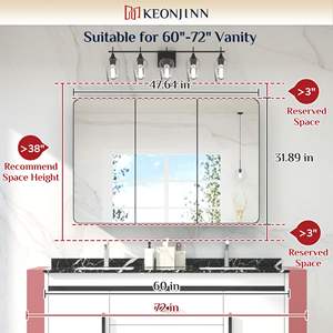Elegante marco de metal en tonos dorados, gabinete de baño Rectangular de una sola Puerta, espejo de baño montado en la pared iluminado, esquinas redondeadas - Product Image 2