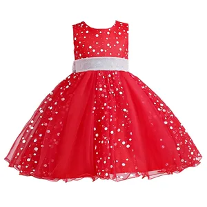 Shiny children's tulle princess dress girl frock for baby birthday party one piece flower girl wedding dress for 2 years old