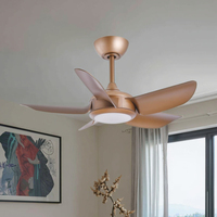Nouveau ventilateur de plafond LED à moteur CC avec télécommande WIFI, petite taille 32 pouces, en plastique ABS, 5 pales, lumière LED à intensité variable