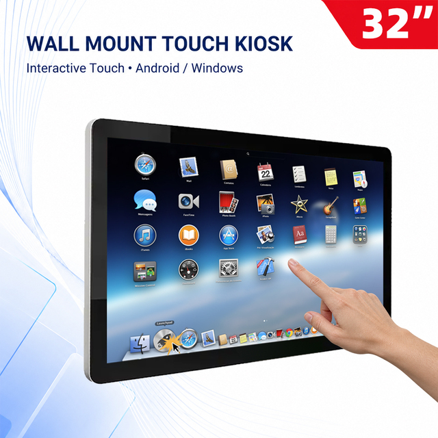KINGONE 4K 32 Inch Indoor Wall-Mounted Touch Screen Monitor USB Interface New 4K Infrared Information Totem LCD Display Kiosk