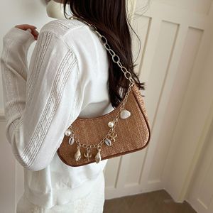 Bolso bandolera de cadena tejida a la moda 2026, nuevo bolso de tendencia - elegante bolso de hombro con perlas y correa de mano - Product Image 4