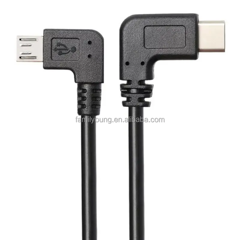 Type C ไปยังสายอะแดปเตอร์ Micro USB,90องศามุมขวา Type C ตัวผู้ไปยัง Micro USB สาย OTG สำหรับโทรศัพท์มือถือแท็บเล็ตพีซี