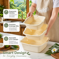 Égouttoir double couche élégant et innovant pour légumes et fruits, avec fonction de préparation culinaire portable et séchage rapide