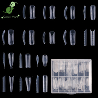 SunelPort Puntas de Uñas de Cristal Extendidas D03, 120 Piezas, Uñas Postizas Curvas con Diseño Cuadrado Rápido, Ultrafinas y sin Rastro