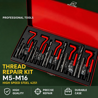 131PCS Thread Repair Kit Helicoil M5-M12 Metric Thread Repair Kit Thread Insert Tool Set Tap Drill Bit Installation Repair Kit