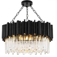 Lustre en cristal fantaisie, luminaire suspendu LED, design luxueux noir, moderne, pour salon, maison