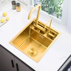 Золотые водопады, для производства рабочей станции, угловая, дизайнерская сливная стойка, Золотая кухонная раковина