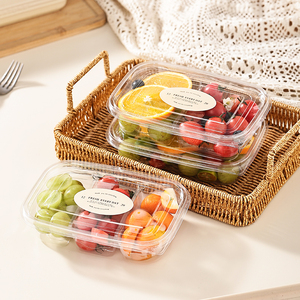 Caja transparente para cortar frutas al por mayor, plato desechable para separar frutas frescas con tapa, caja rectangular de plástico para embalaje - Product Image 4