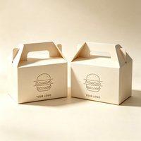 Emballages alimentaires en gros pour hamburgers, poulet frit, boîtes à collation en papier avec poignées, boîtes à hamburger, frites, boîtes à déjeuner