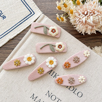 Épingles à cheveux pour bébé All-Match Pinces à cheveux à fleurs brodées simples pour petites filles Style doux décoratif Flora Bangs Clip