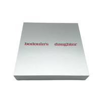 Boîte cadeau en carton rigide rose avec logo en relief, 25x25x4,5 cm, pour gloss à lèvres, argentée avec insert en EVA