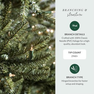 <span class=keywords><strong>Balsam</strong></span> <span class=keywords><strong>Hill</strong></span> <span class=keywords><strong>Sapin</strong></span> de Noël artificiel classique bleu épicéa pré-éclairé de 75 pieds, 2 960+ branches, 1000 lumières LED claires, en polychlorure de polyvinyle - Product Image 4