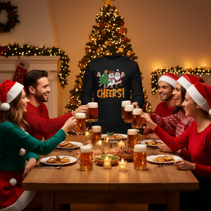 T-shirt à manches longues pour hommes, avec motif de Père Noël buvant de la bière, pour Noël, Friends Squad - Product Image 3
